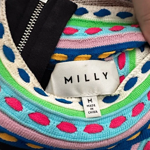 Milly Navy Midi Dress with Colorful Trim - Picture 5 of 5